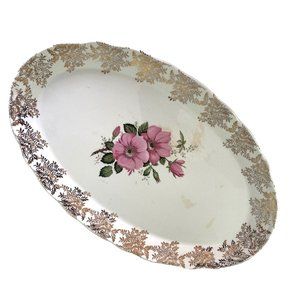 MCM Plate Platter 1954 Lord Nelson Pottery Elijah Cotton Vintage 12.25" x 7.5"
